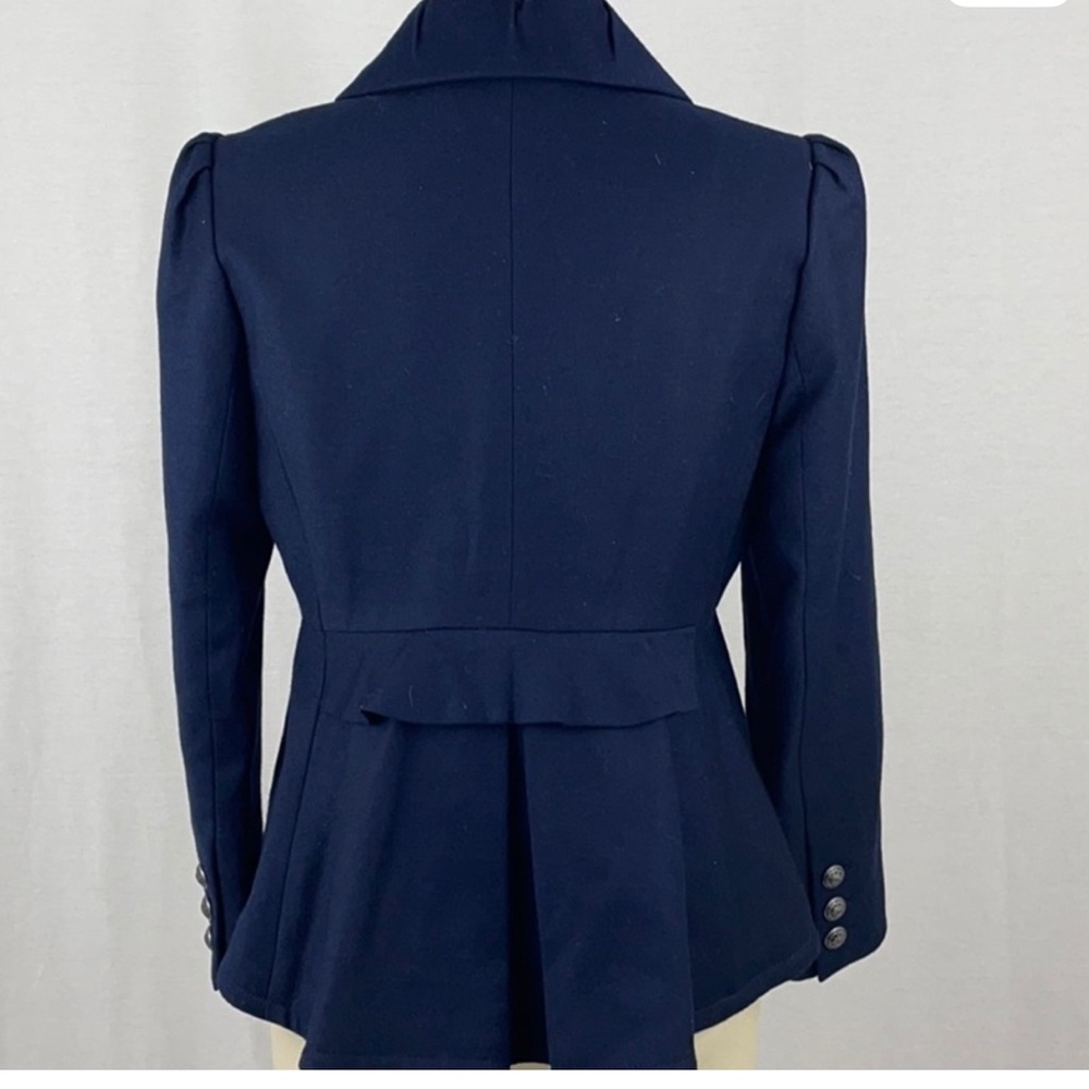 Juicy Couture Wool Navy Ruffle Blazer Jacket - Picture 4 of 6